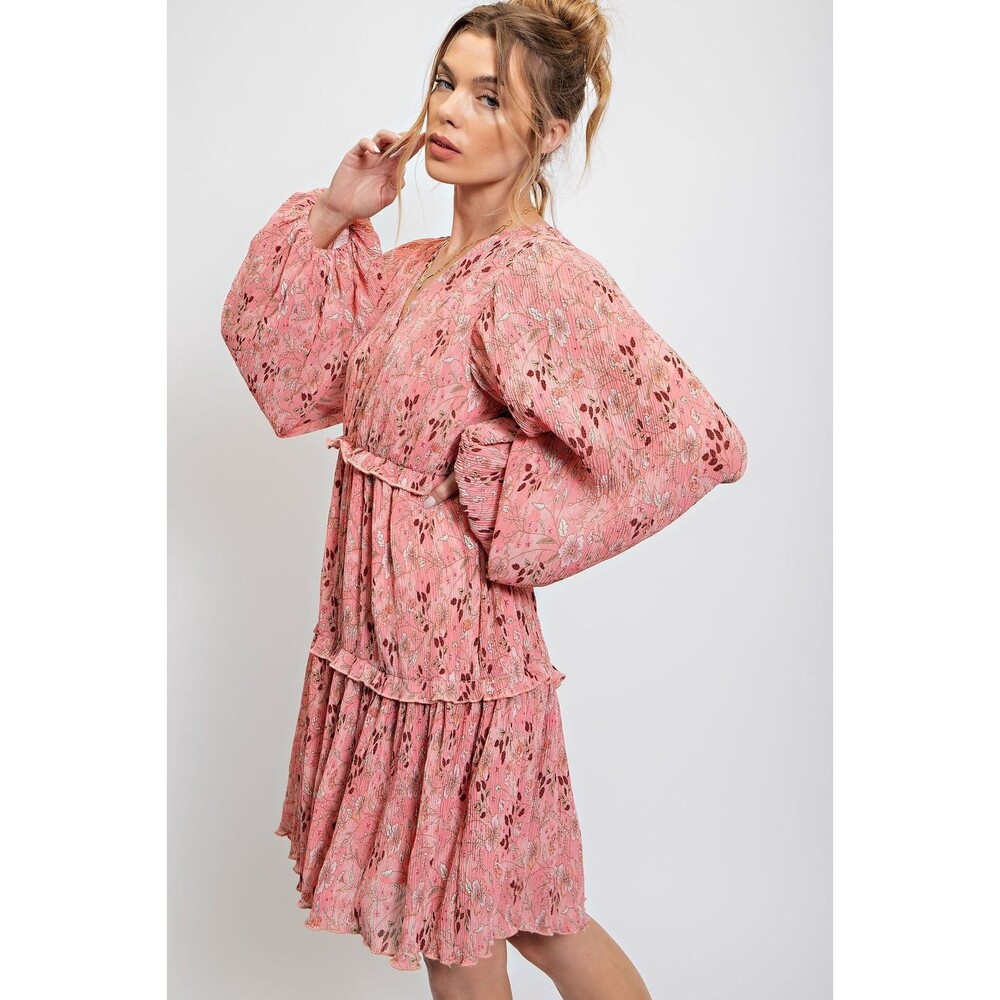 EASEL FLORAL CRINKLE CHIFFON DRESS - Picture 5 of 6